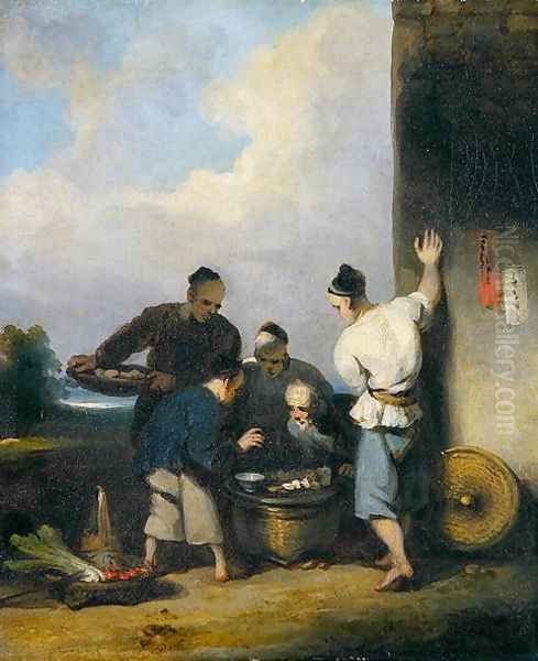 Coolies Round the Food Vendor's Stall, after 1825 - view 1