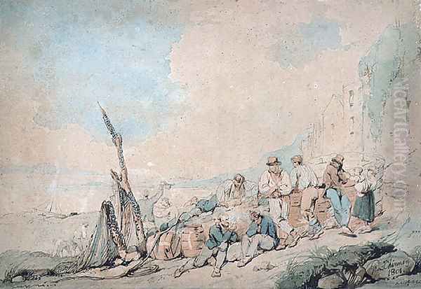 Coast Scene with Figures near a wall - view 1