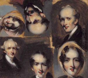 Portrait studies of six figures by George Chinnery