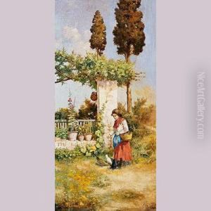 Joven Dando De Comer A Las Gallinas by Guillermo Gomez Gil