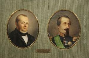 Ritratto Di Camillo Benso Conte Di Cavour E Napoleone Iii by Francesco Gonin