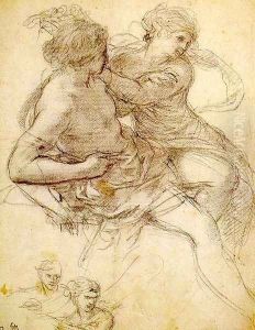 Study of Two Figures for The Age of Gold by Pietro Da Cortona (Barrettini)