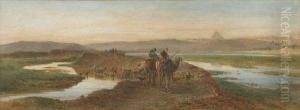 Egyptian Shepherds, The Pyramids In Thedistance by Edward Alfred Angelo Goodall