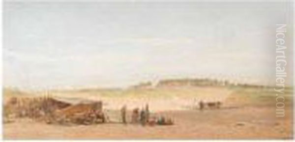An Encampment In The Desert Near Cairo by Edward Alfred Angelo Goodall