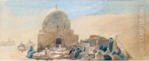 Figures At A Well In The Desert by Edward Alfred Angelo Goodall