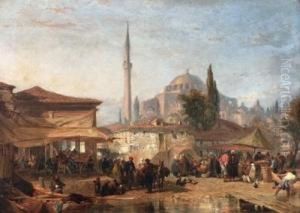 Abendlicher Markt In Konstantinopel. by Edward Alfred Angelo Goodall
