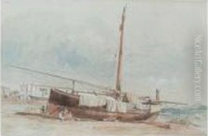 A Beached Boat, Ischia, Italy by Edward Alfred Angelo Goodall