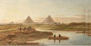 River Landscape; View Of The
Pyramids From The Nile; St Paul's Cathedral; Wel Cathedral, Somerset;
The Louvre by Edward Alfred Angelo Goodall