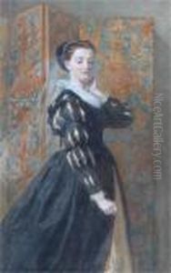 Portrait Of A Young Elizabethan Lady by Walter Goodall