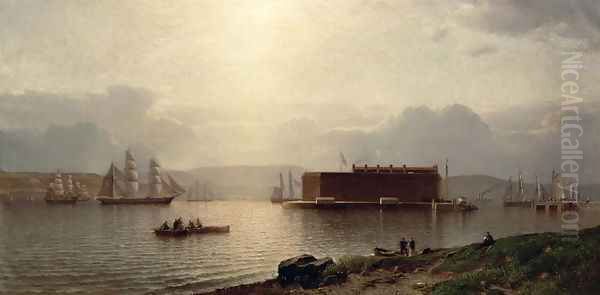The Narrows and Fort Lafayette Ships coming into Port New York Harbour 1868 - view 1