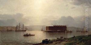 The Narrows and Fort Lafayette Ships coming into Port New York Harbour 1868 by Samuel Colman