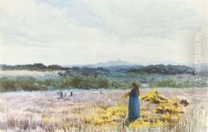 Villagers Gathering Crops, With Mountains Beyond, Capeprovince by Robert Gwelo Goodman