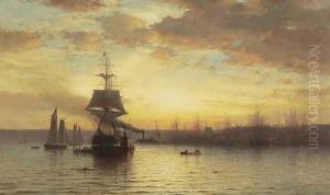 Shipping on the Hudson by Samuel Colman
