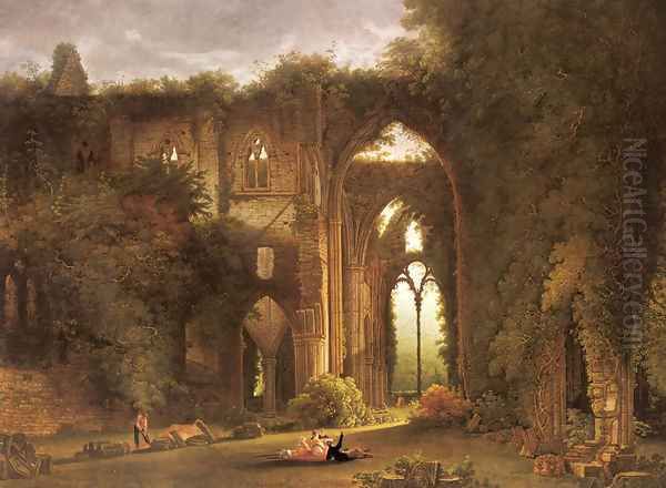 Tintern Abbey With Elegant Figures - view 1