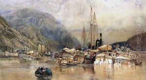 Shipping on the Hudson River by Samuel Colman