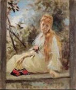 Ritratto Di Fanciulla Con Ventaglio by Michele Gordigiani