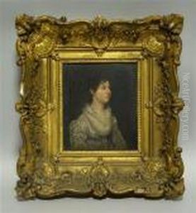 Louisa Fearrais (?) - Portrait Of Lady In A White Dress by Sir John Watson Gordon