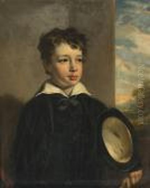 A Portrait Of A Young Boy,
Half-length, With A Hat Under His Arm And With A Mountainous Landscape
Beyond - view 1