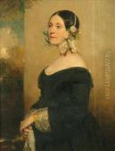 Portraitof A Lady, Half Langth Wearing A Black Dress