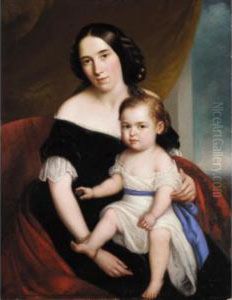 Portrait Of Mrs John Orred With Her Eldest Child Stanley by Sir John Watson Gordon
