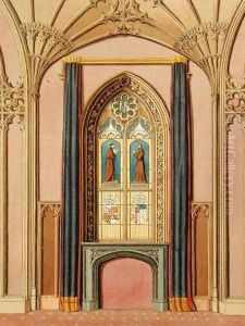 Window in St. Michael's Gallery, from 'Graphic and Literary Illustrations of Fonthill Abbey' by George Cattermole