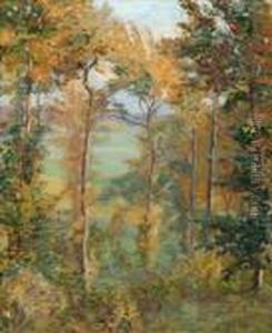Wooded Landscape At Tibermont, Neuville Les Dieppes by Spencer Frederick Gore
