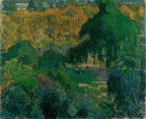 A Garden Square In Camden Town by Spencer Frederick Gore