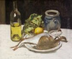 Still Life With Fish On A Plate by William Crampton Gore