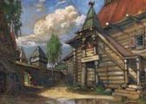 Summer Townscape In Old Russia by Ivan Silych Goriushkin-Sorokopudov