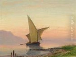 Boat On The Lake Of Geneva by Albert H. Gos