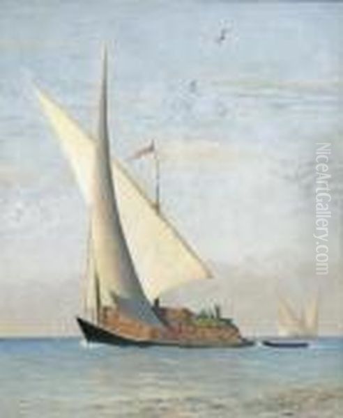 Beladenes Segelschiff Auf Dem Genfersee. - view 1