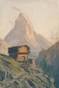 Alp Mit Walliser Stadel Vor Matterhorn by Albert H. Gos