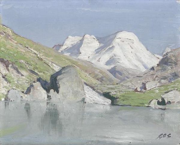 Walliser Gebirgslandschaft Mit Bergsee. - view 1