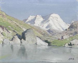 Walliser Gebirgslandschaft Mit Bergsee. by Albert H. Gos