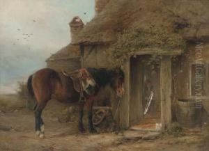 A Pony Before A Cottage by William W. Gosling