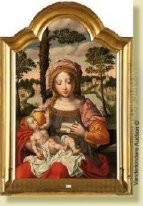Vierge Al'enfant Devant Un Paysage Anime