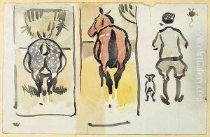 A page from a scrapbook containing 43 sketches by Joseph Crawhall