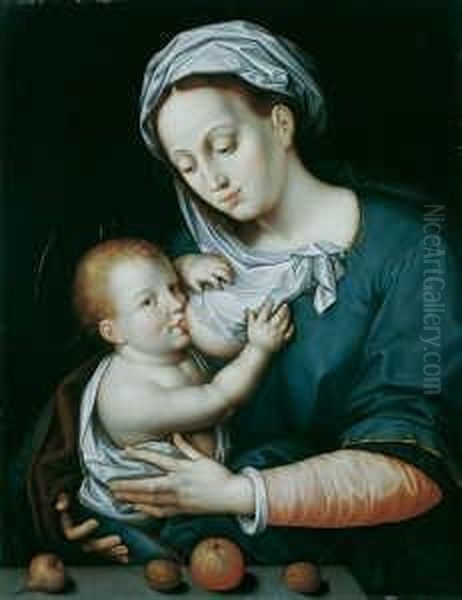 Gen. , Spate Nachfolge Madonna Mit Kind. Ol Auf Holz. H 67; B 51 Cm - view 1