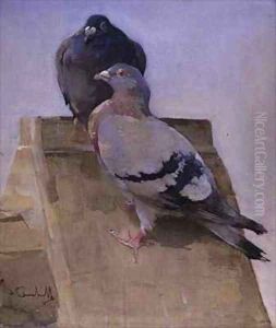 Pigeons on the Roof by Joseph Crawhall