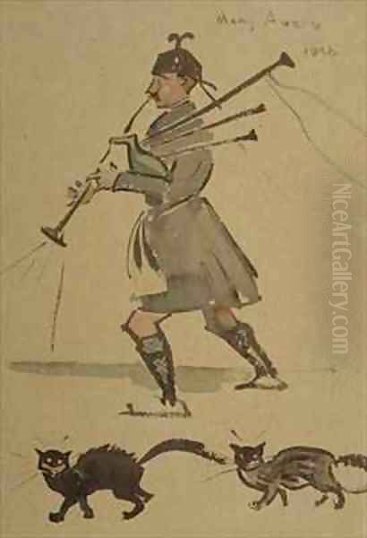 Highlander Playing Bagpipes - view 1