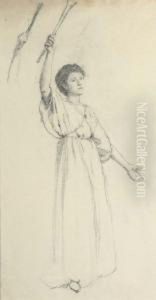Study Of A Draped Figure With Left Arm Raised - view 1