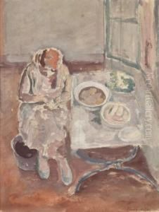 Femme Cousant by Leopold Gottlieb