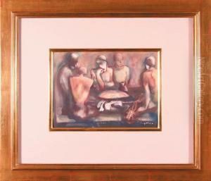 Przy Stole by Leopold Gottlieb