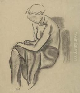 Seated Woman>. by Leopold Gottlieb