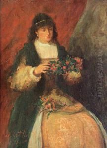 Dziewczyna Z Kwiatami by Maurycy Gottlieb