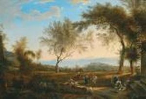 Tanzvergnugen In Der Bucht Von Pozzuoli by Carl Wilhelm Goetzloff