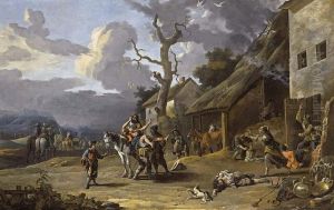 Mercenaries Plundering A Village by Anton Goubau