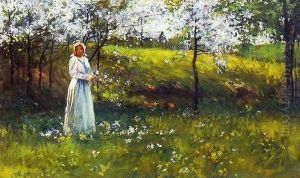 Woman with Apple Blossoms by Paul Cornoyer