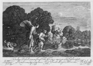 Tobias Mit Dem Fisch In Begleitung Des Engels by Hendrick Goudt