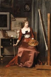 At The Easel by Jules Adolphe Goupil